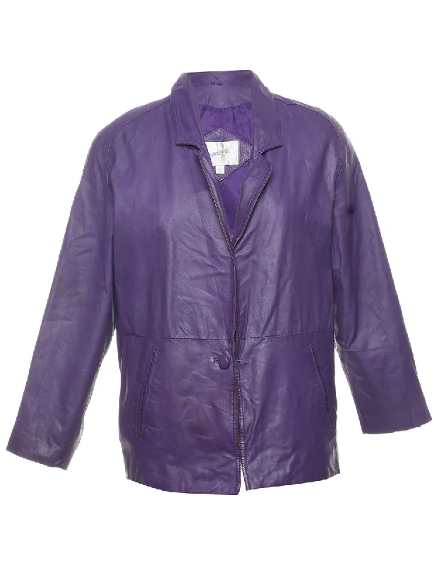 Purple Classic Leather Jacket - S Dapper Women's Bow - adorned