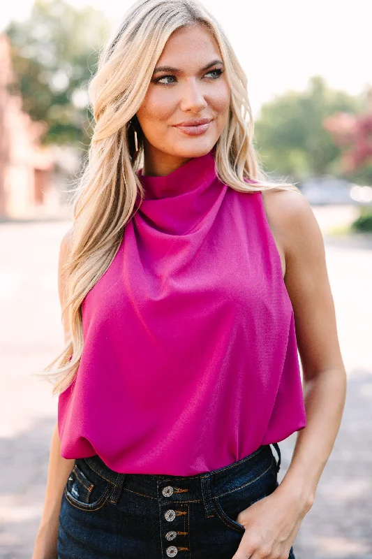Tell Your Story Magenta Pink Cowl Neck Tank Classic Women's Pin - striped