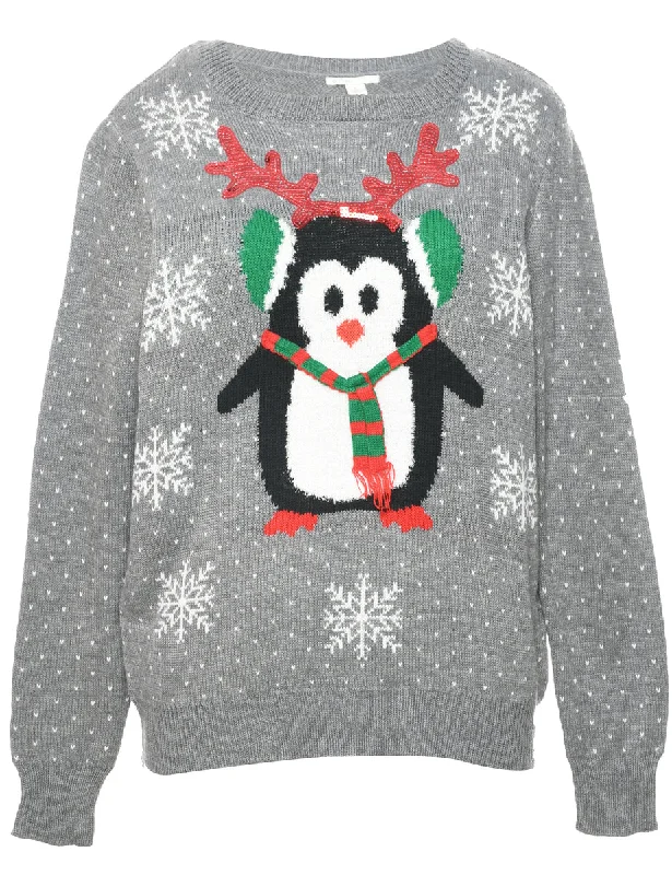 Nordic Print Penguin Christmas Jumper - L garde