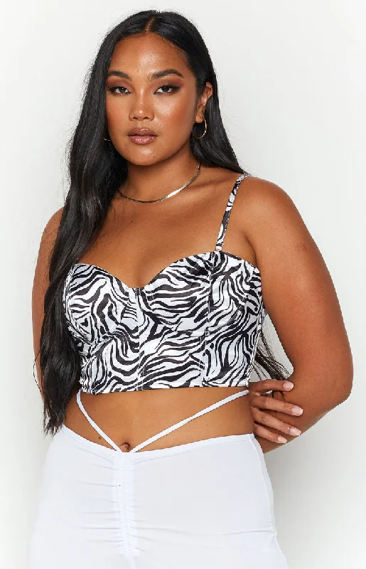 Amalie Black Print Corset Top Traditional Women's 