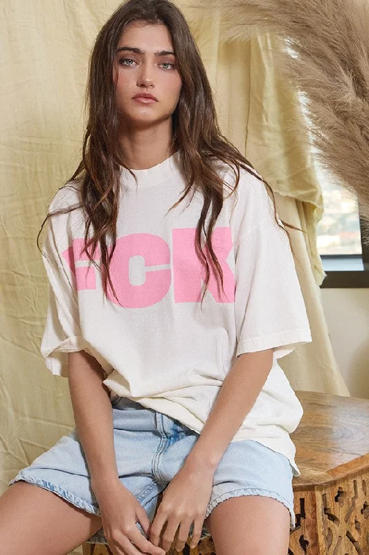 FCK Cancer Tee Cashmere
