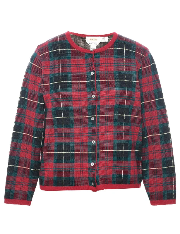 Woolmark Checked Cardigan - S British Gentlewoman Style