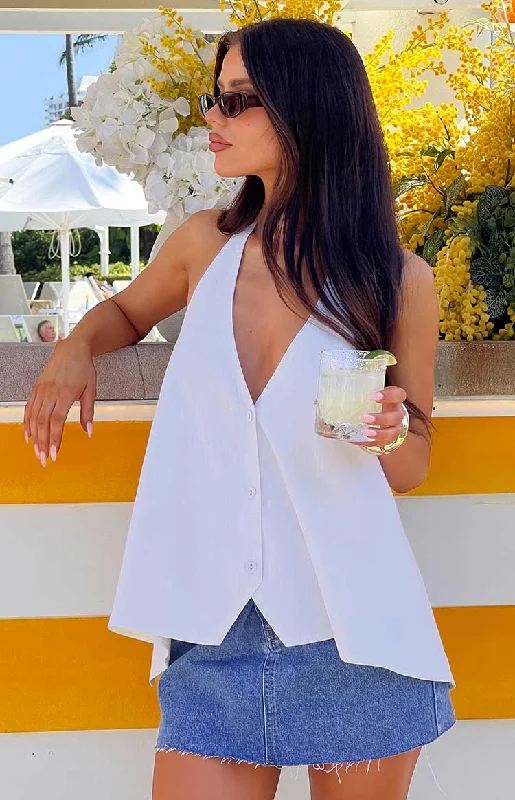 Petie White Linen Blend Top Earthy Women's Hemp - based