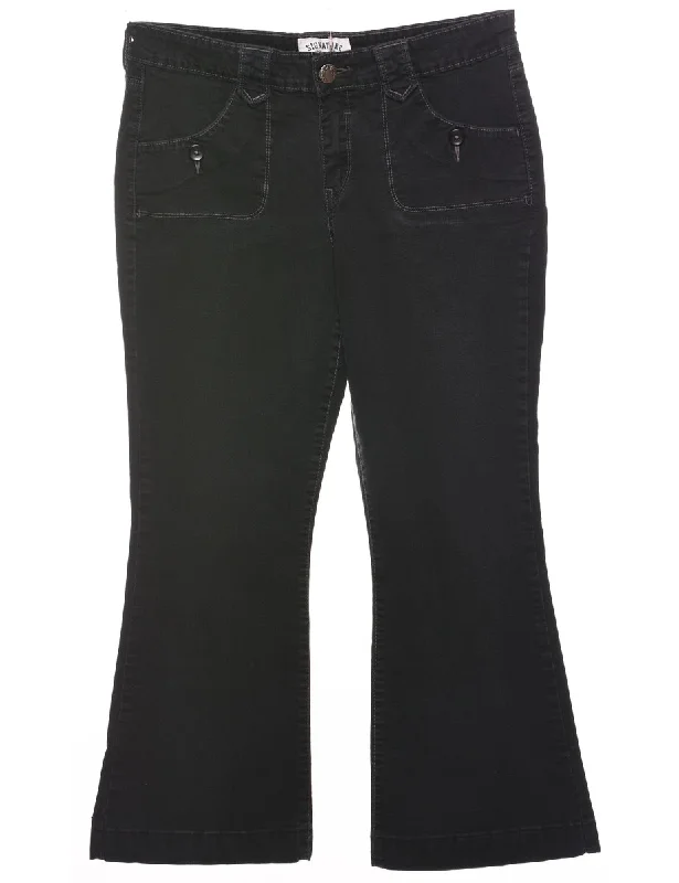 Black Flared Jeans - W32 L27 Polished Women's Silk