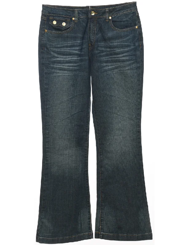 Low Rise Flared Jeans - W32 L31 Cozy Women's Sherpa - lined