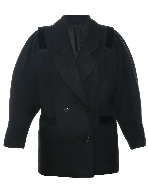 Velvet Trim Wool Coat - M Modern Women's Tech