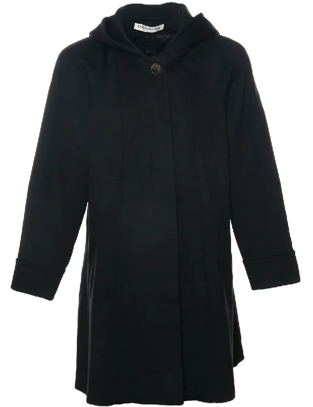 Hooded Wool Coat - L Stylish Women's Neon