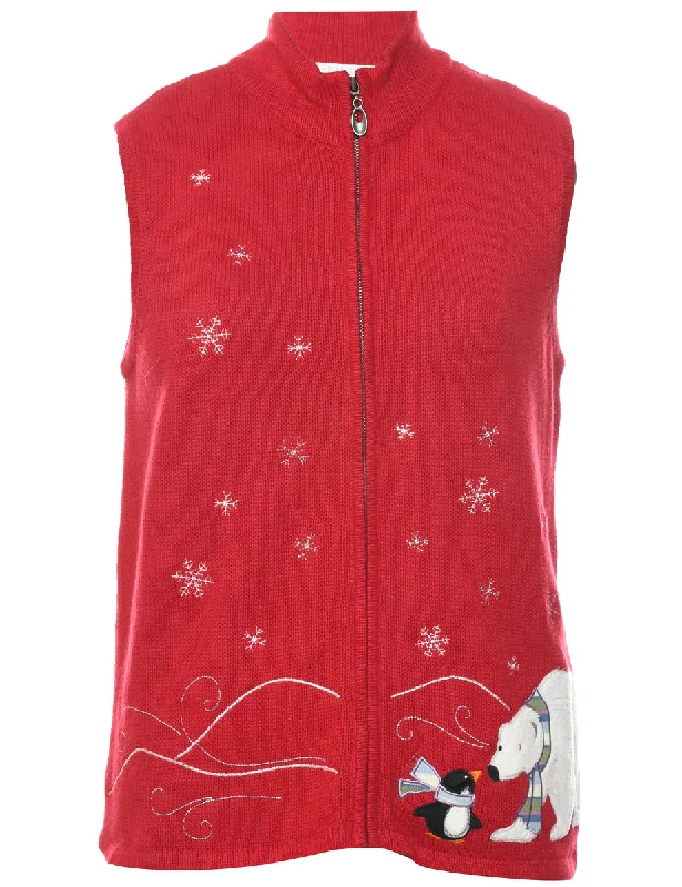 Polar Bear Design Christmas Vest - M Youthful Women's Anime - inspired