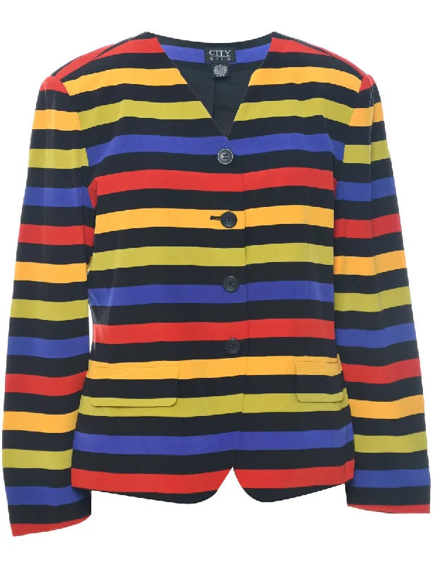 Silk Striped Jacket - L Sharp Women's Italian