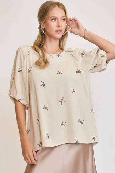 Umgee Full Size Linen Blend Ribbon Embroidered Top Plus Size purpose